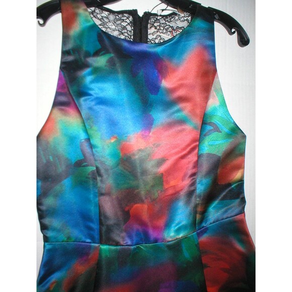 New Womens 10 NWT Designer Dress Alice + Olivia Watercolor Dress Lace Back Prett - Picture 4 of 9